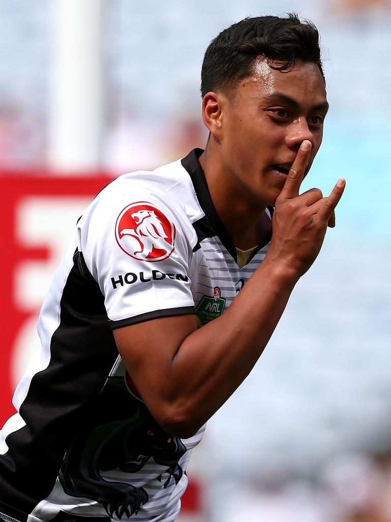 It’s not often Jarome Luai is silenced. Pictured is him celebrating in the 2015 U20's Holden Cup Grand Final. Picture: Renee McKay/Getty Images