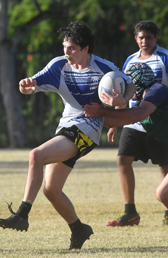 Cowboys Cup Schoolboys Football at Kern Brothers Drive. Townsville High against Pimlico High. Picture: Evan Morgan