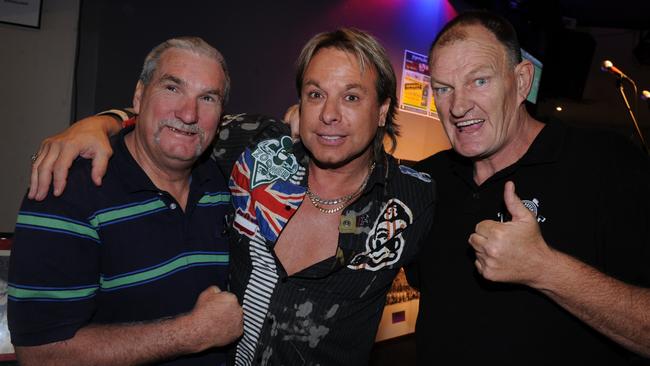 Former Aussie Rules greats Peter Bosustow (left), Warrick Capper and Mark 'Jacko' Jackson.