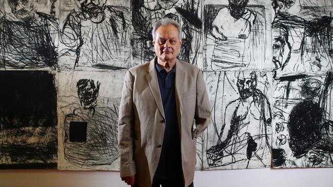 Australian artist Mike Parr photographed in his studio in Alexandria in Sydney. Picture: BRITTA CAMPION/THE AUSTRALIAN