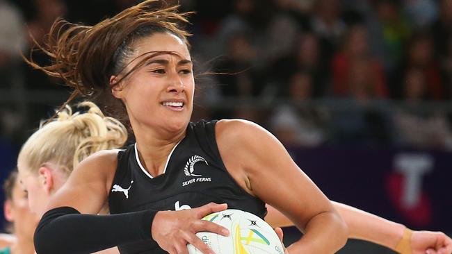 Maria Folau in Silver Ferns colours against Australia in the Quad Series.