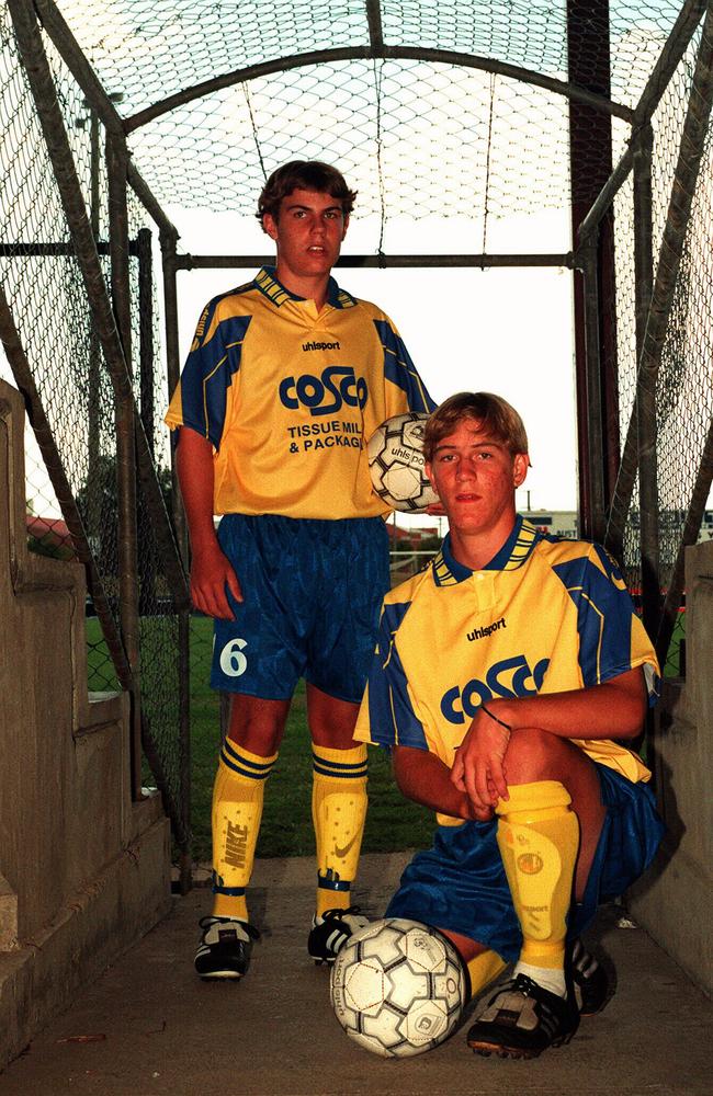 Queensland under-15s soccer players Cory Nicholson and Daniel Dreger in 1997.