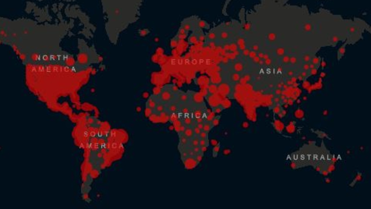 The last one million cases have come in just eight days. Picture: Johns Hopkins University