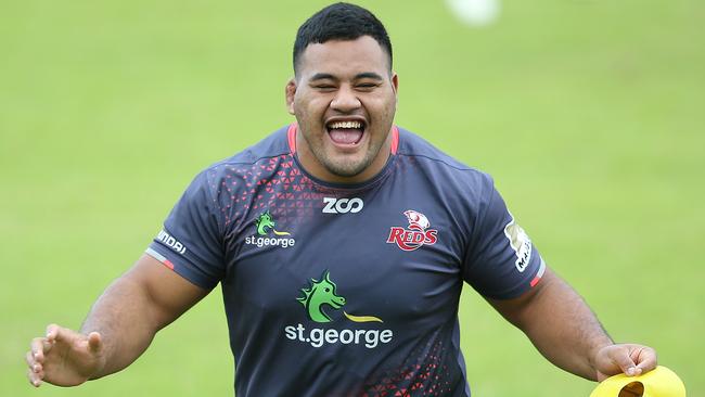 Taniela Tupou was much happier at training. Picture: AAP