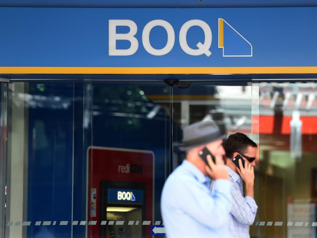 A Bank of Queensland (BOQ) branch pictured in Brisbane, Thursday, Oct. 6, 2016. The lender's statutory net profit for the year to August 31 was $338 million, an increase of six per cent on the previous year. (AAP Image/Dan Peled) NO ARCHIVING