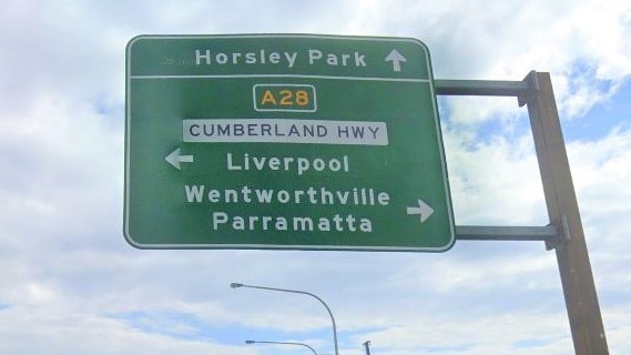 Horsley Park – huge on road signs, tiny in real life. Picture: Google.