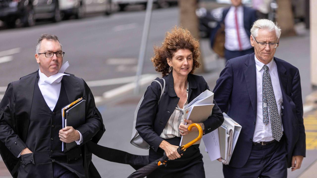 Seven lawyer Justine Munsie (centre) and Seven executive Bruce McWilliam (right) arrive at the Federal Court on Thursday. Picture: NCA NewsWire / Damian Shaw