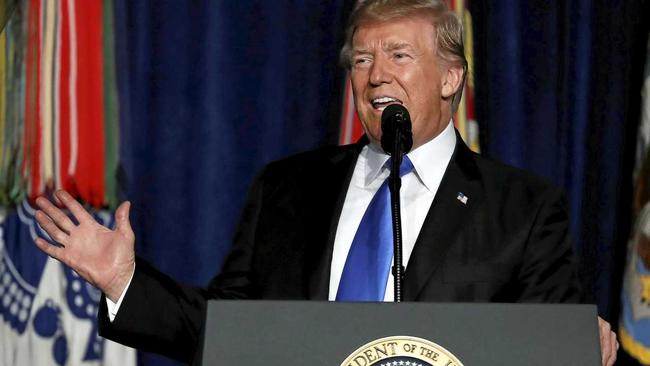 President Donald Trump addresses the nation on his strategy for the US to "eventually declare victory” in Afghanistan. Picture: Carolyn Kaster