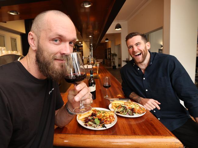 Max Gawn and Jeremy Howe reminisce over their playing careers. Picture: David Caird