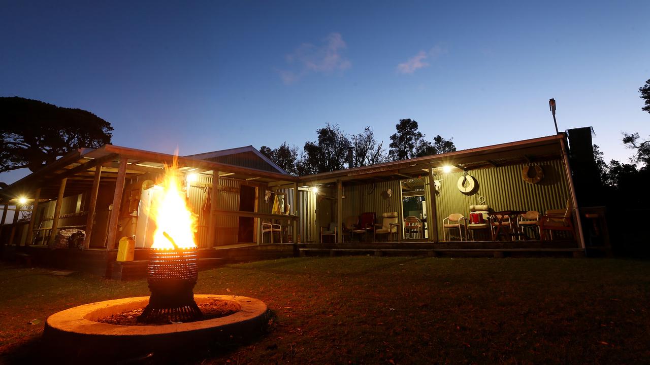 About 8km inland from a jetty is their headquarters: a jumble of corrugated iron huts that includes a communal kitchen (complete with five fridges and a large commercial stove) powered by diesel generator, a bunk house with total accommodation sleeping 40, camp showers run by solar power, and even flushing toilets. Picture: Andy Rogers