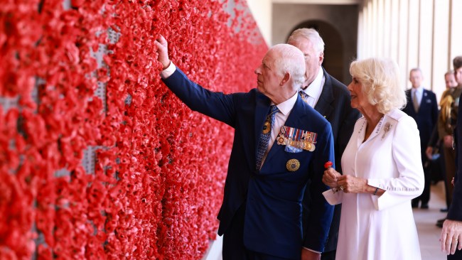 King Charles and Queen Camilla walk through the Australian War Memorial. Picture: Ian Vogler-Pool/Getty Images