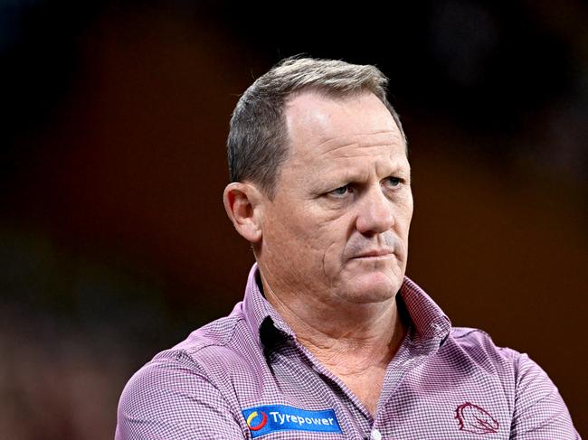 BRISBANE, AUSTRALIA - MARCH 11: Broncos coach Kevin Walters watches on during the round one NRL match between the Brisbane Broncos and the South Sydney Rabbitohs at Suncorp Stadium, on March 11, 2022, in Brisbane, Australia. (Photo by Bradley Kanaris/Getty Images)