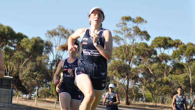 South Adelaide’s Brooke Kleinig during a pre-season run. Picture: South Adelaide Football Club