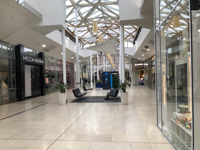 Empty mall at Burnside Village Shopping Centre on Wednesday, April 1, 2020. Picture: Roy Vandervegt/AAP.