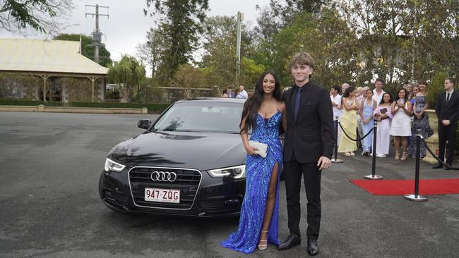 Students arriving in style for the 2024 Glasshouse Christian College formal at Flaxton Gardens.