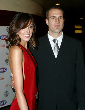 <p>Rebecca and Chris Judd. Picture: Alf Sorbello</p>