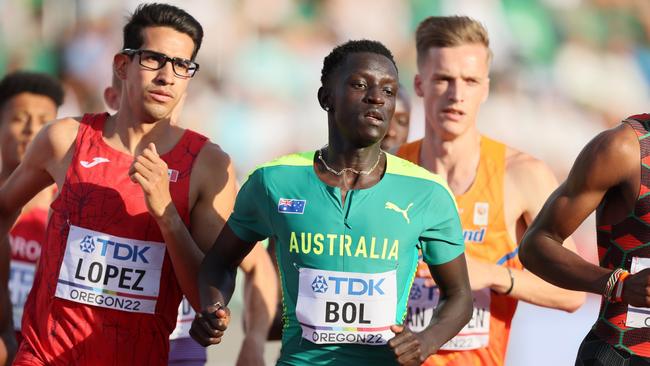 Peter Bol is chasing a medal. Photo by Andy Lyons/Getty Images for World Athletics