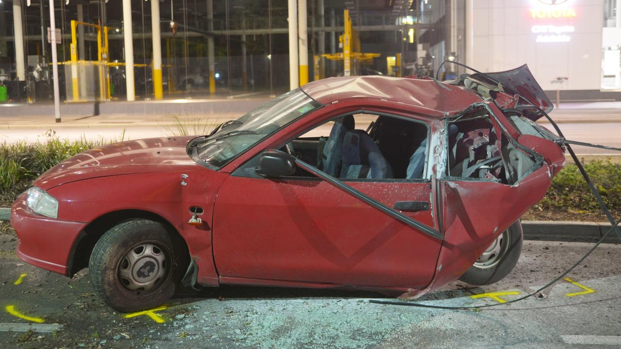 Scene of the crash involving Advertiser journalist Ben Hyde on West Tce, Adelaide on October 4, 2021. Picture: SA Police