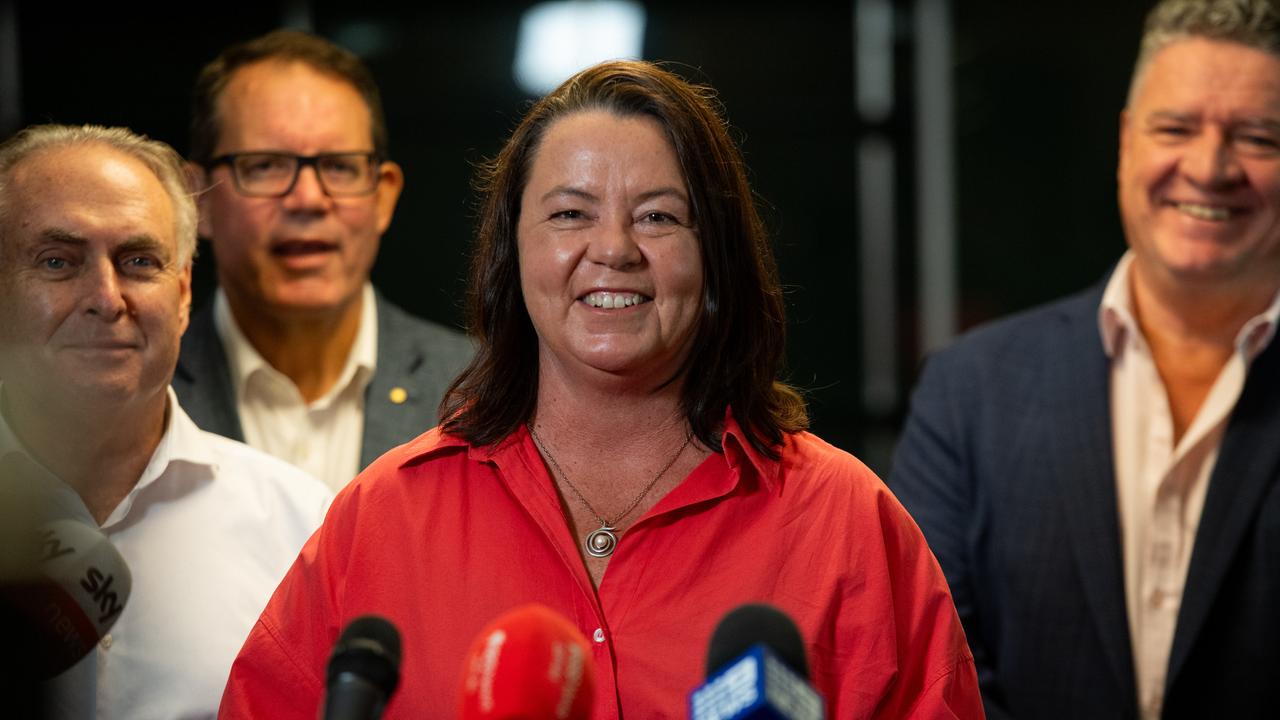 Madeleine King Federal Minister for Resources at a press conference in Parliament, Darwin on March 14. Picture: Pema Tamang Pakhrin