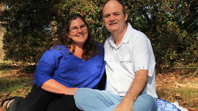 Narara mum Sharon Dawes put off having a mammogram for four years before discovering she had stage one breast cancer. Pictured with her husband Bernie Dawes.