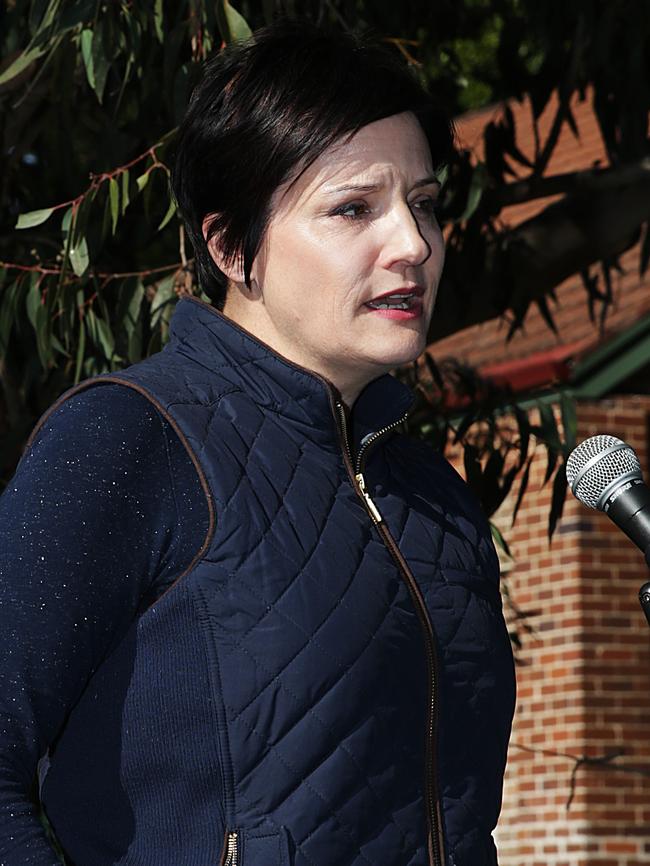 Strathfield MP Jodi McKay speaks during a recent anti-Westconnex rally.