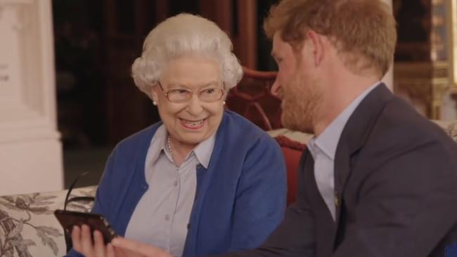 The Queen and Prince Harry in a film about The Invictus Games in 2016.