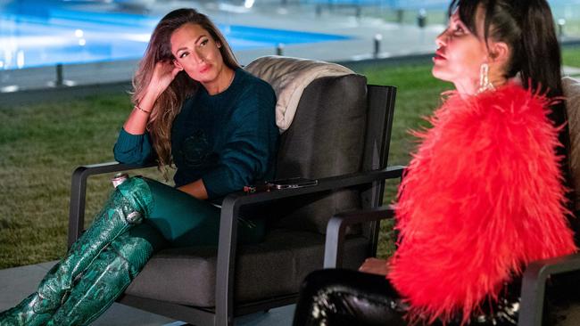 Victoria Montano (left) and Caroline Gaultier (right) at the vegetarian BBQ. Montano isn’t pleased by anything anyone has to say. Picture: Ben Symons/Supplied.