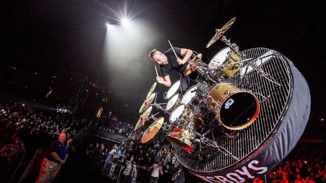 Newsboys drummer Duncan Phillips in action on tour. He originally hails from the Sunshine Coast. Picture: Caleb Cook