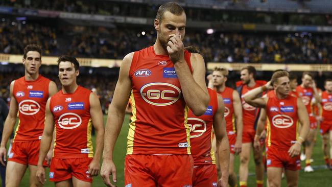 The struggling Suns finished at the foot of the AFL table. Picture: AAP