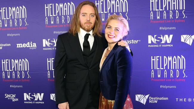 Hoovering up Helpmanns: Tim Minchin arrives with his sister. Picture: James Croucher