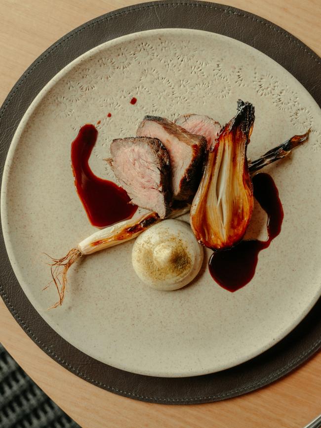 Barragunda Black Angus rump with new season alliums. Picture: Arianna Harry