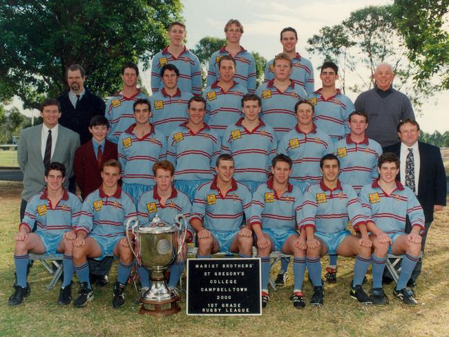 Dan Christian (third row, second from left) played with Ryan Hoffman (above Christian) at St Gregory’s College, Campbelltown.