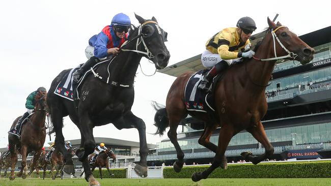 Ash Morgan (yellow and black silks) gets Bakerloo home at Randwick in May. Picture: Jeremy Ng / Getty Images