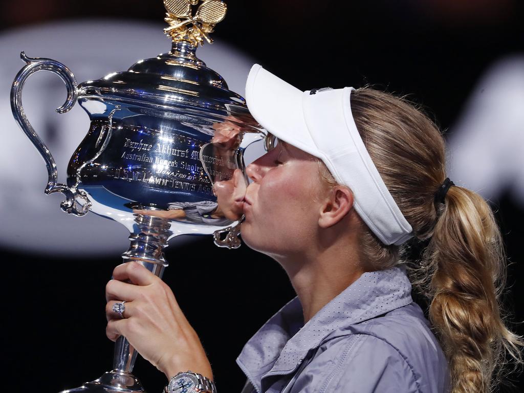 Caroline Wozniacki, the perennial bridesmaid finally broke her Grand Slam hoodoo. Pic: Michael Klein