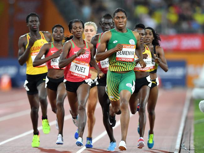 Caster Semenya leads the pack during the Women's 800m Final. Picture: AAP Image/Darren England