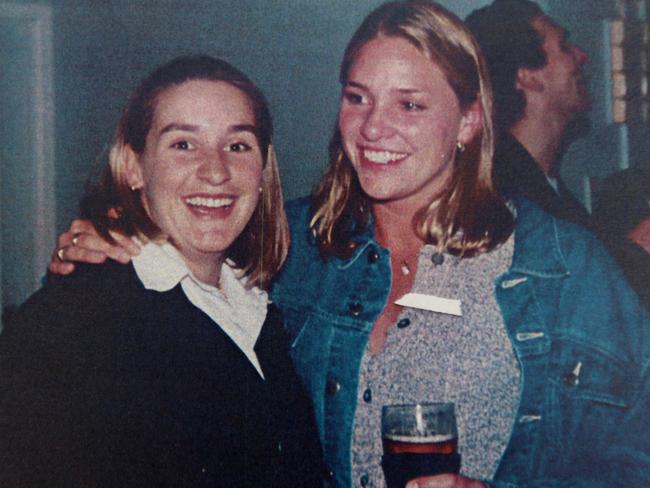 Keli Lane (left) and Olympian Taryn Woods at Woods' 21st birthday party in 1996. Picture: Supplied