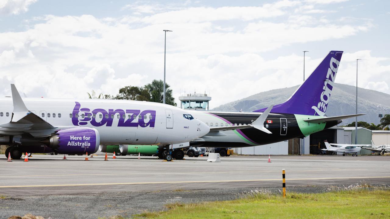 Bonza aircraft at Sunshine Coast airport before their removal by AIP Capital. Picture: Lachie Millard