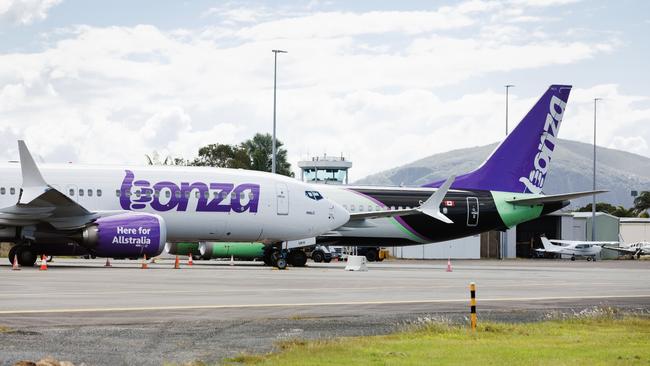 Bonza aircraft at Sunshine Coast airport before their removal by AIP Capital. Picture: Lachie Millard