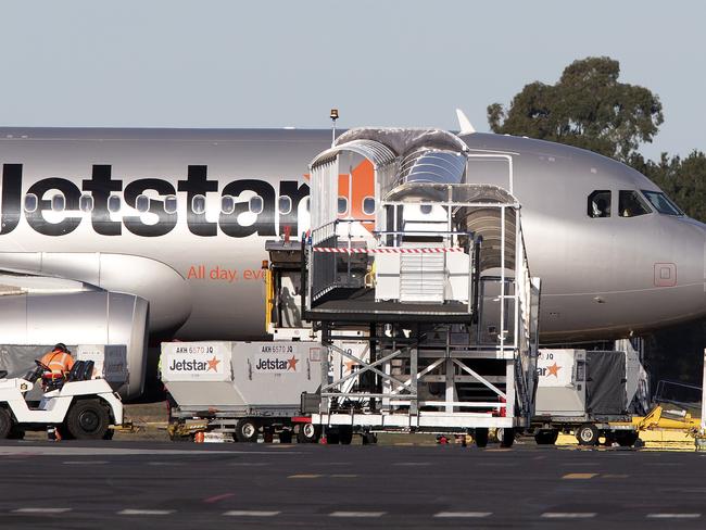 Jetstar flight JQ 705 arrives at Hobart from Melbourne. Picture Chris Kidd