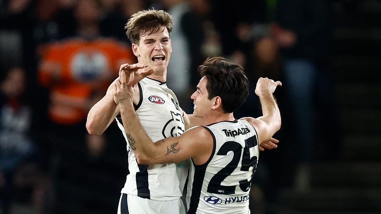 Paddy Dow kicked a huge goal in the last quarter. Picture: Michael Willson/AFL Photos via Getty Images