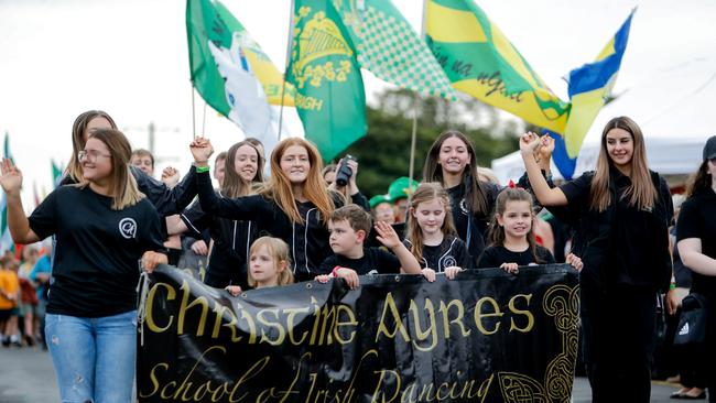 Chrisine Ayres School of Irish Dancing walking in the Koroit Irish Festival. Picture: Supplied