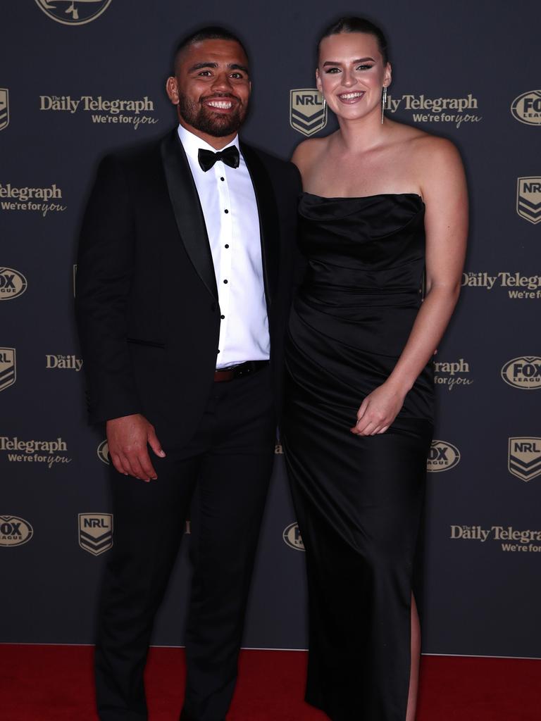 Isaiah Papali'i and Elle Temu at the 2022 Dally M Awards. Picture: Jason McCawley