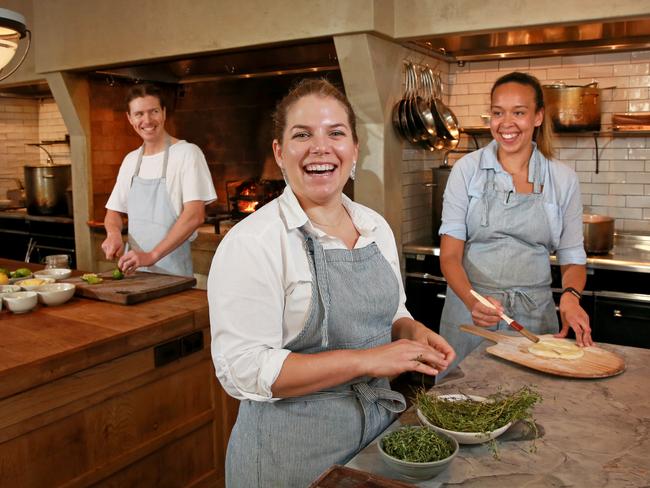 Fred’s restaurant head chef Danielle Alvarez, middle, with colleagues Ivan Carruthers and Elodie Marion claimed top spot on Delicious Magazine’s Top 100. Picture: Toby Zerna