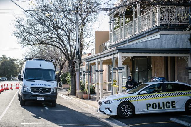 Police outside the Sturt St home the morning after Kim Chau’s body was found. Picture: AAP / Morgan Sette