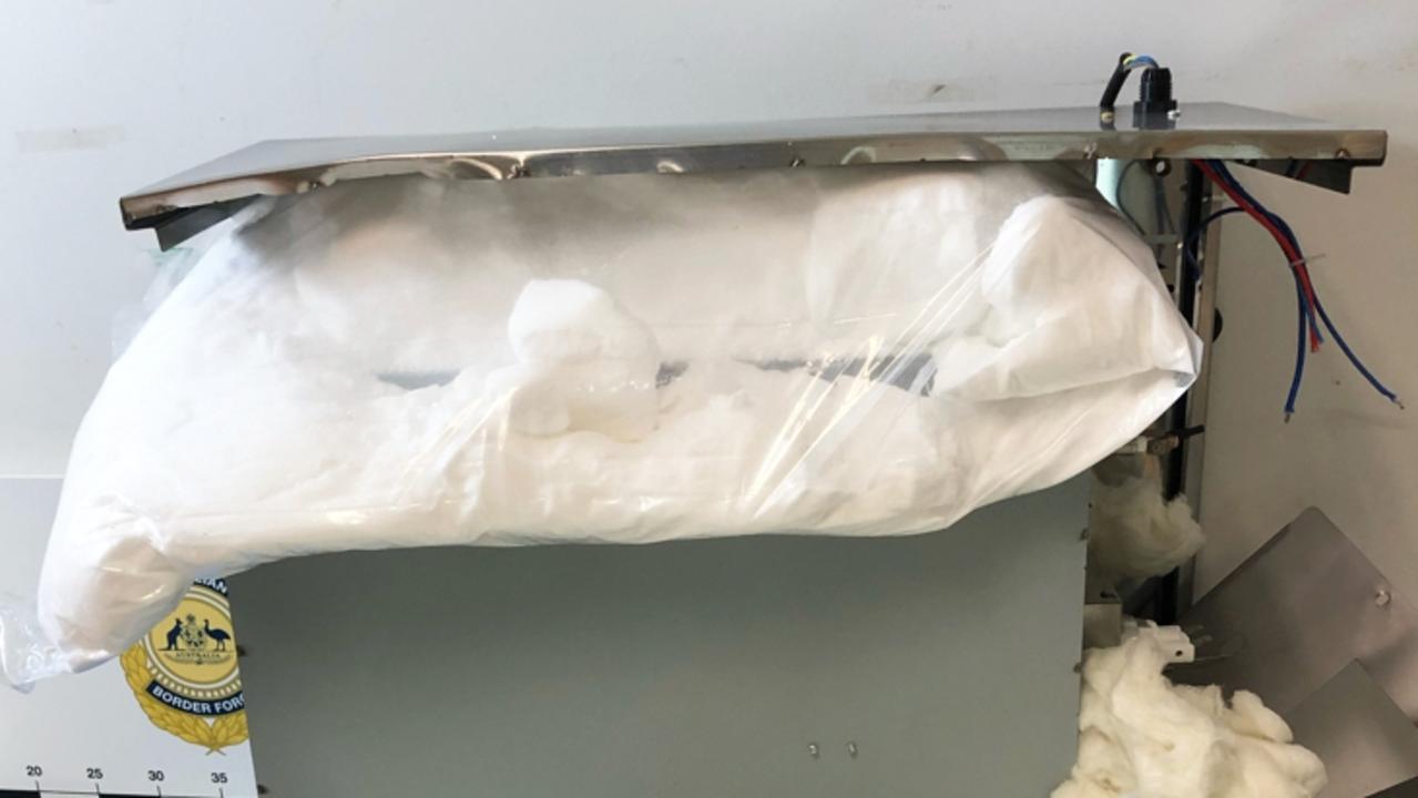 Australian Border Force uncovered the chemicals inside a pizza oven.