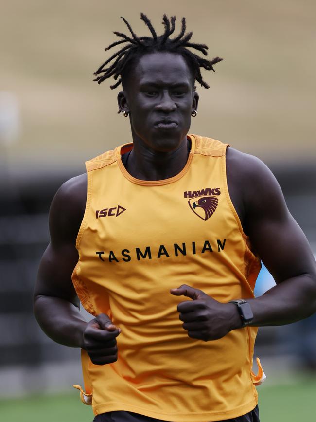 Changkuoth Jiath has been an excitement machine for the Hawks off the half-back flank. Picture: Michael Klein