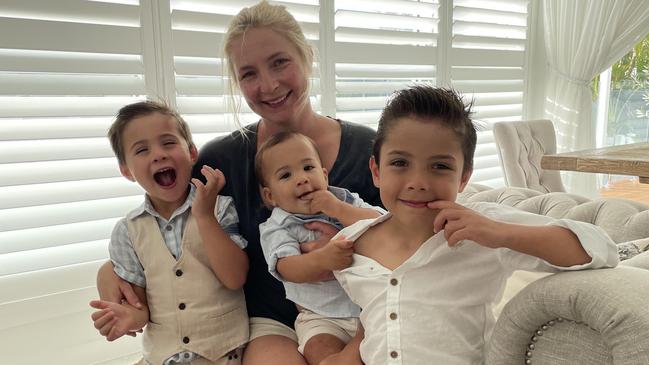 Vanessa at her Broadbeach Waters home with her children.