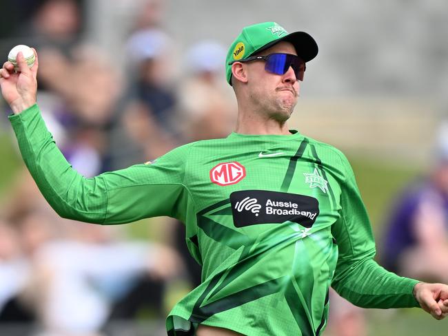 HOBART, AUSTRALIA - DECEMBER 24: Beau Webster of the Stars fields during the Men's Big Bash League match between the Hobart Hurricanes and the Melbourne Stars at Blundstone Arena, on December 24, 2021, in Hobart, Australia. (Photo by Steve Bell/Getty Images)