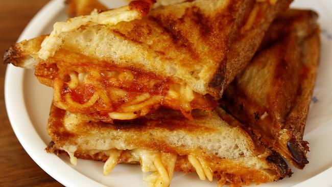 Spaghetti jaffles are making a comeback at Lil Siri bar in Chippendale. Picture: Sam Ruttyn