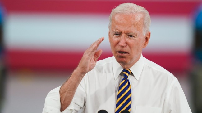 Joe Biden has downplayed reports of emptying shelves across America, reassuring families they will be able to get their Christmas presents this year. Picture: AP Images